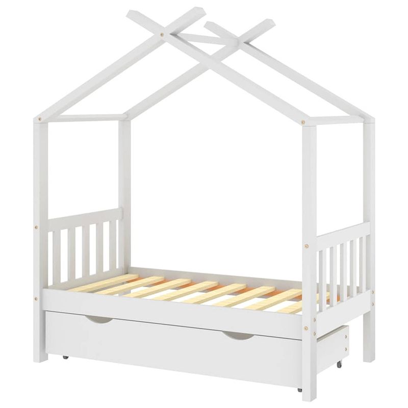 Foto van The living store kinderbedframe boomhut-stijl - 146 x 77 x 190 cm - massief grenenhout - wit