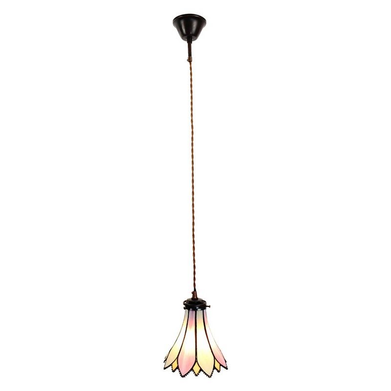 Foto van Clayre & eef roze hanglamp tiffany ø 15*115 cm e14/max 1*40w 5ll-6196