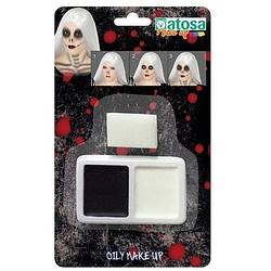 Foto van Halloween - horror schmink palet zwart en wit met sponsje - schmink