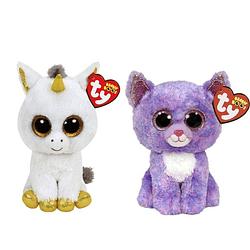 Foto van Ty - knuffel - beanie boo's - pegasus unicorn & cassidy cat