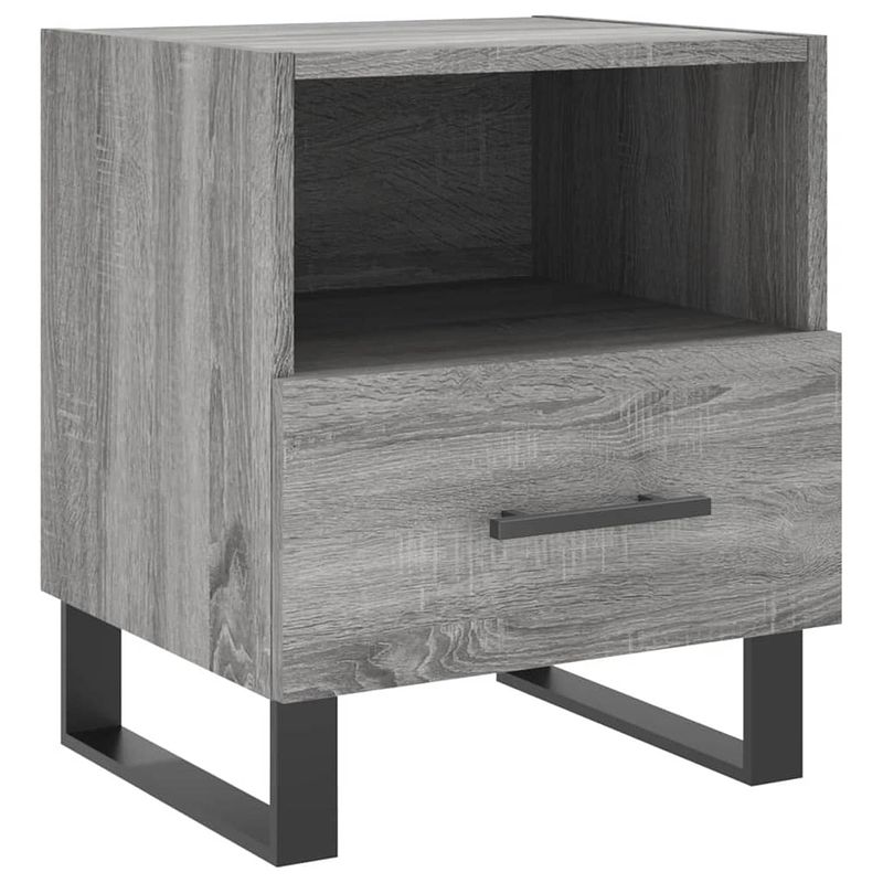 Foto van The living store nachtkastje - moderne charme - meubel - 40x35x47.5 cm - grijs sonoma eiken