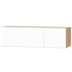 Foto van Vidaxl tv-kast 120x40x34 cm spaanplaat hoogglans wit en eikenkleur