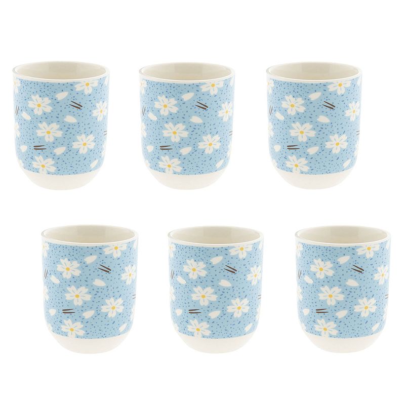 Foto van Haes deco - mokken set van 6 - ø 6x8 cm / 100 ml - met bloemen - mok