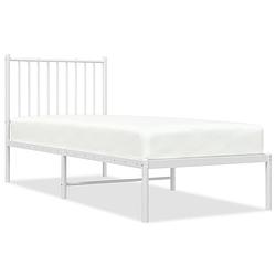 Foto van The living store bedframe klassiek - metalen constructie - inclusief opbergruimte - wit - 196 x 79.5 x 90.5 cm -