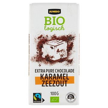 Foto van Jumbo extra pure chocolade karamel zeezout biologisch 100g