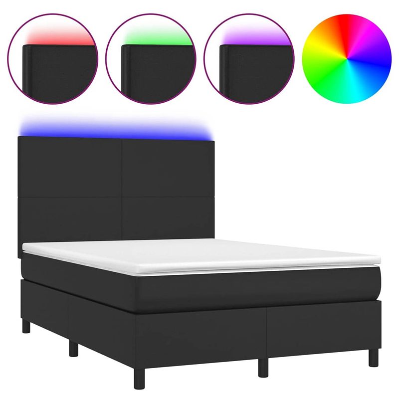 Foto van The living store boxspring bed - kunstleer - 140x200 - led