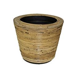 Foto van Van der leeden - drypot round stripe grey - diameter 32x23 cm