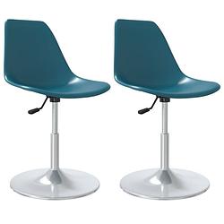 Foto van The living store eetstoelen draaibaar - turquoise - 46 x 56 x (74-88) cm - pp en verchroomd metaal