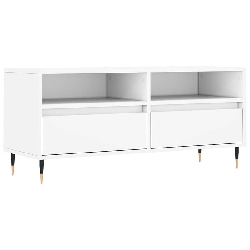 Foto van The living store tv-meubel - wit - 100 x 34.5 x 44.5 cm - bewerkt hout en ijzer