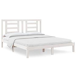 Foto van The living store bedframe grenenhout - wit - 160 x 200 cm - stabiel - comfortabel