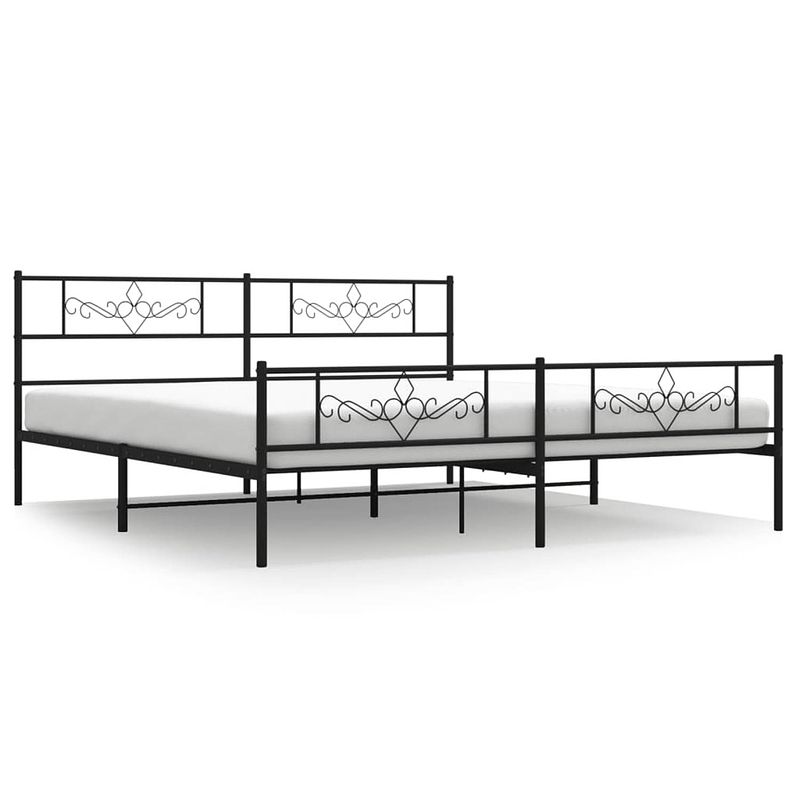 Foto van Vidaxl bedframe met hoofd- en voeteneinde metaal zwart 193x203 cm