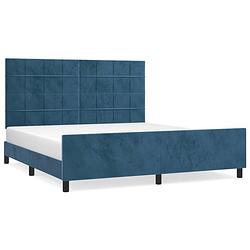 Foto van Vidaxl bedframe met hoofdeinde fluweel donkerblauw 160x200 cm