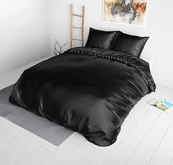 Foto van Sleeptime elegance satijn geweven uni - zwart dekbedovertrek lits-jumeaux (240 x 220 cm + 2 kussenslopen) dekbedovertrek