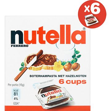 Foto van Nutella hazelnootpasta met cacao 6 x 15g bij jumbo