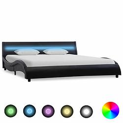 Foto van Vidaxl bedframe met led kunstleer zwart 120x200 cm