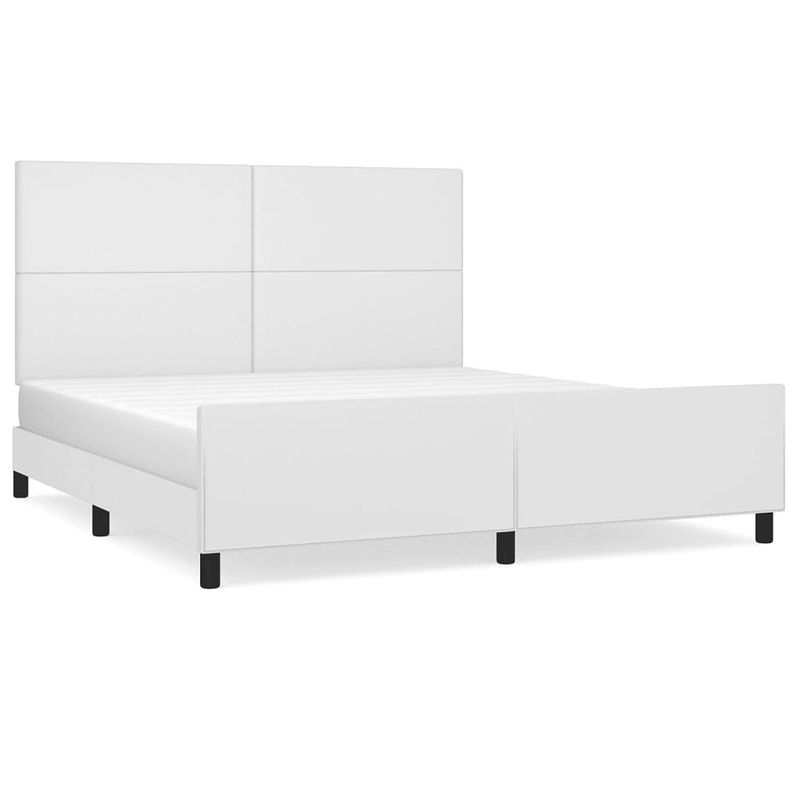 Foto van The living store bedframe met hoofdbord kunstleer wit 160x200 cm - bed