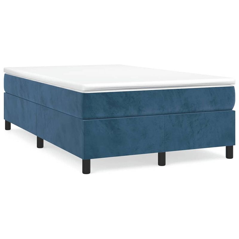 Foto van The living store boxspringframe fluweel donkerblauw 120x200 cm - bed