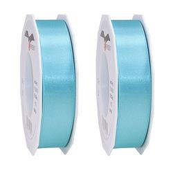 Foto van 2x luxe hobby/decoratie turquoise satijnen sierlinten 2,5 cm/25 mm x 25 meter - cadeaulinten