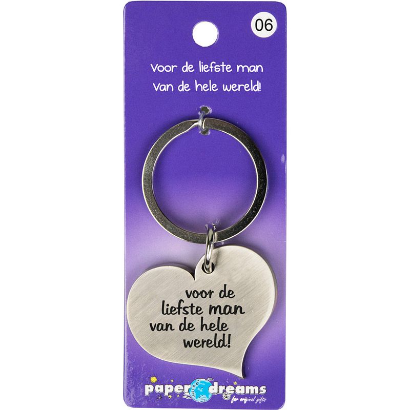 Foto van Paper dreams sleutelhanger man hart 10 x 4 cm ijzer zilver