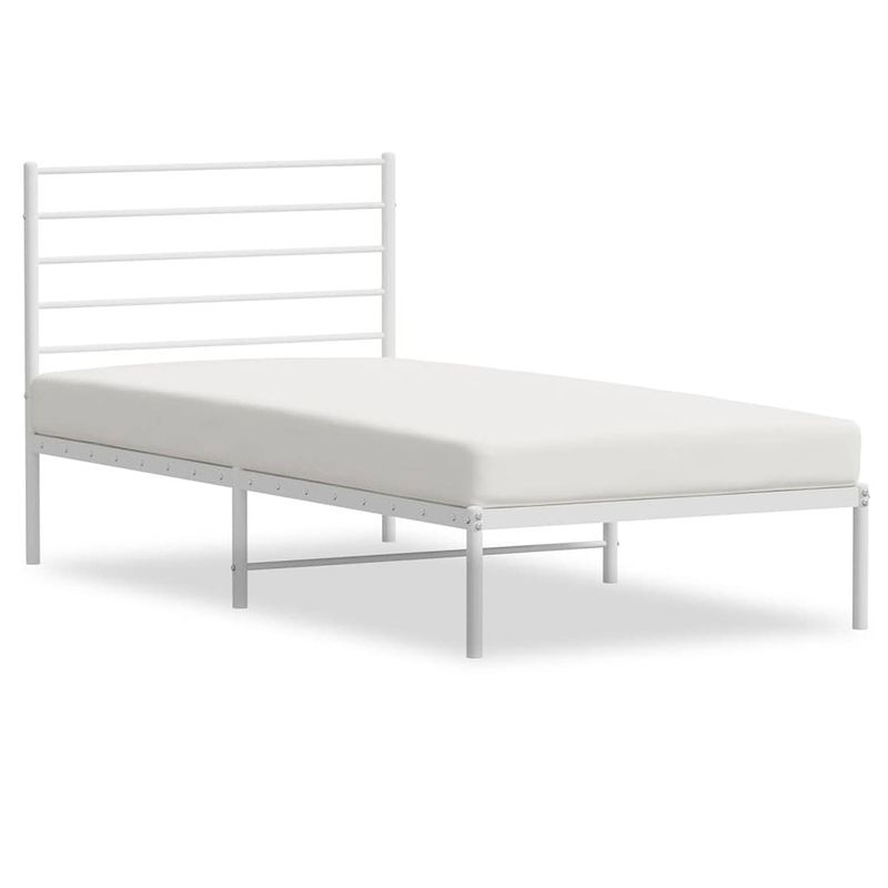 Foto van Vidaxl bedframe met hoofdbord metaal wit 100x200 cm