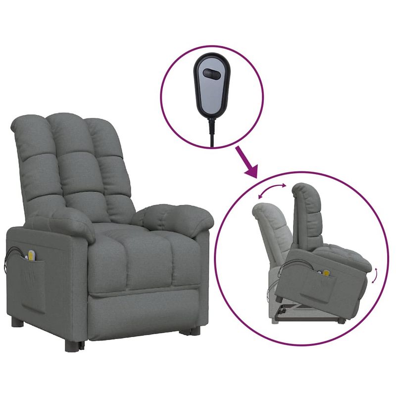 Foto van The living store sta-op-massagestoel stof donkergrijs - fauteuil