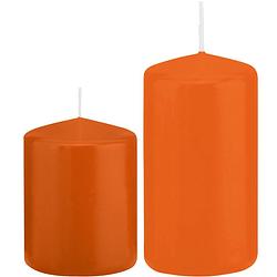 Foto van Stompkaarsen set van 6x stuks oranje 8 en 12 cm - stompkaarsen
