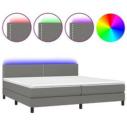 Foto van The living store boxspring bed - 203 x 200 x 78/88 cm - led - donkergrijs - pocketvering matras - huidvriendelijk