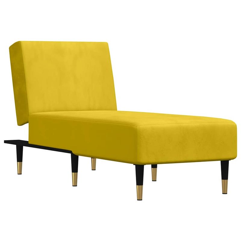 Foto van The living store chaise longue geel fluweel - 55x140x70 cm - verstelbaar