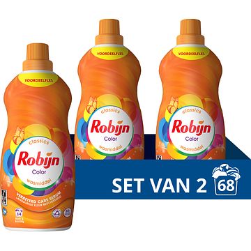 Foto van Robijn klein & krachtig classics vloeibaar wasmiddel color 2 x 34 wasbeurten bij jumbo