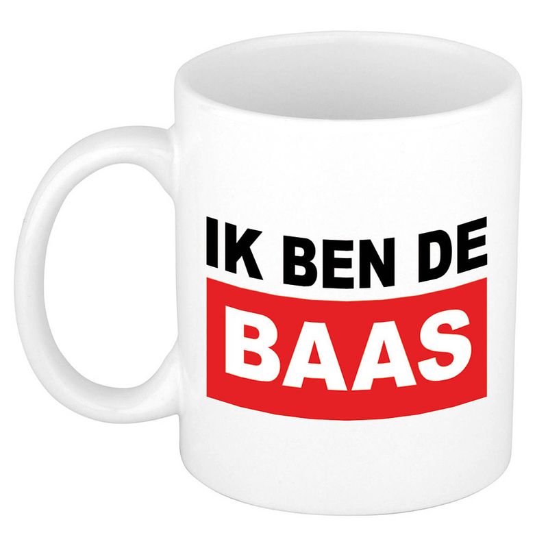 Foto van Bellatio decorations cadeau mok voor baas - rood - grappig - keramiek - 300 ml - boss - feest mokken