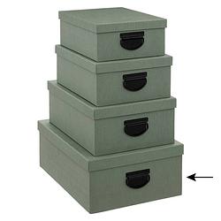 Foto van 5five opbergdoos/box - 2x - groen - l39 x b30 x h16 cm - stevig karton - industrialbox - opbergbox