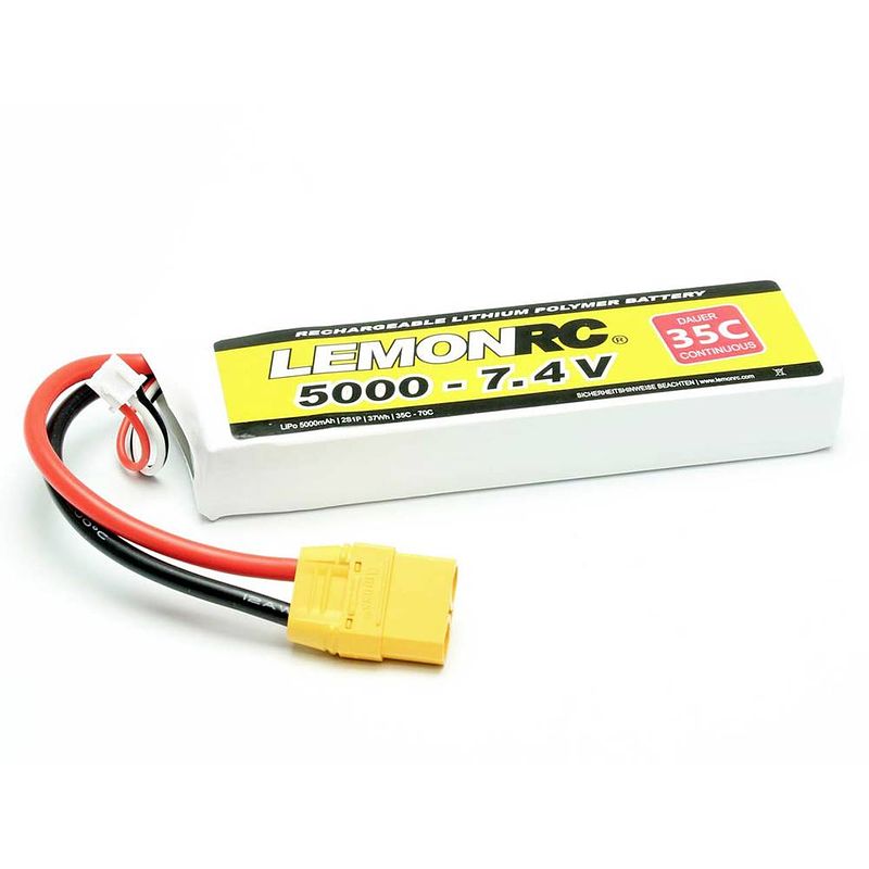 Foto van Lemonrc lipo accupack 7.4 v 5000 mah aantal cellen: 2 35 c softcase xt90