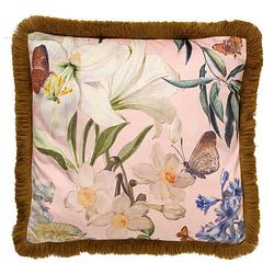 Foto van Dutch decor hanna - kussenhoes met bloemenpatroon dusty pink 45x45 cm - roze - roze