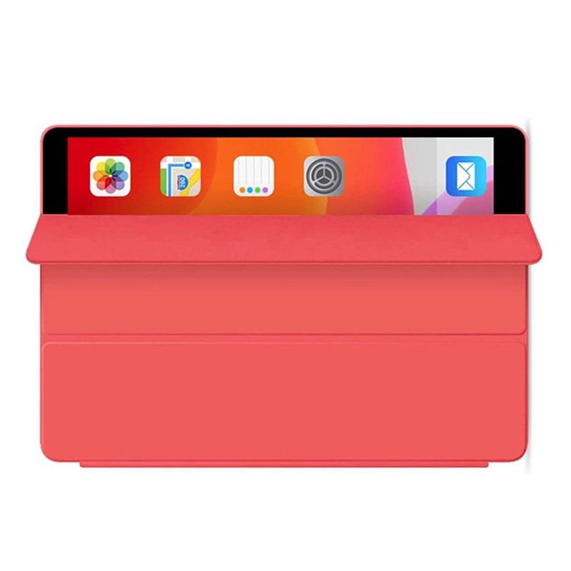 Foto van Apple ipad 9.7 2017/2018 hoes - rood - book cover siliconen - vouwbaar met handige hoesjesweb touchscreenpen!