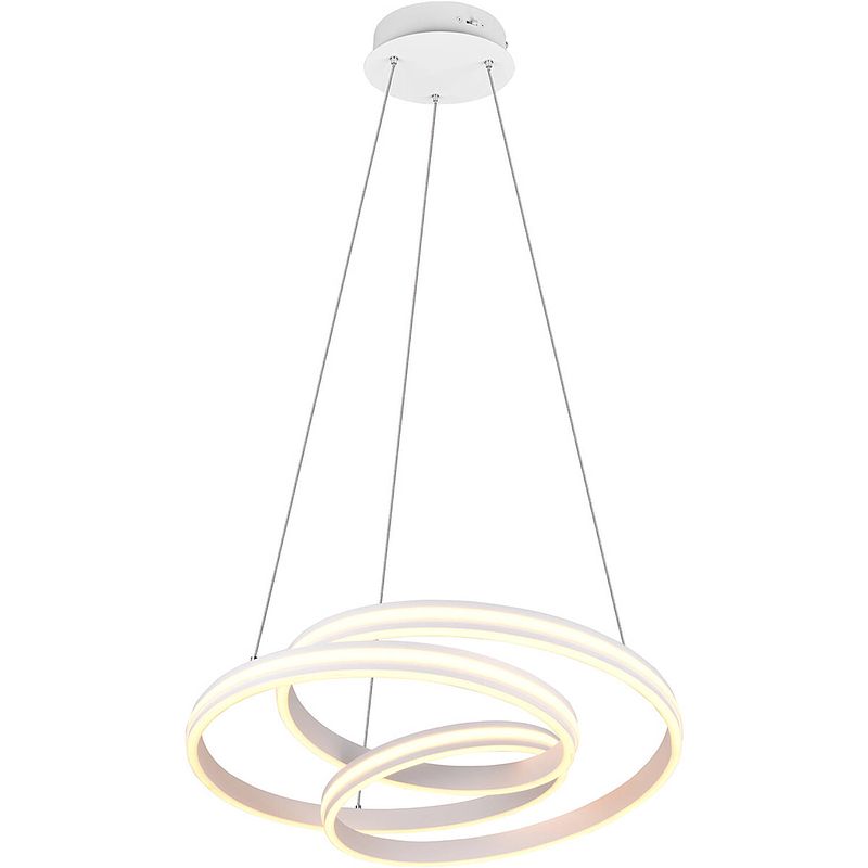 Foto van Led hanglamp - trion yarino - 60w - aanpasbare kleur - dimbaar - rond - mat wit - aluminium