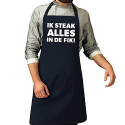 Foto van Schort ik steak alles in de fik navy blauw voor heren - feestschorten