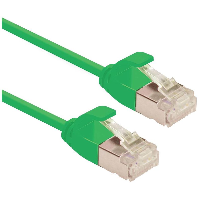 Foto van Roline 21153330 rj45 netwerkkabel, patchkabel cat 6a u/ftp 0.15 m groen onafgeschermd, halogeenvrij, vlambestendig 1 stuk(s)