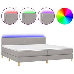 Foto van The living store boxspring lichtgrijs stof 203x200x78/88 cm - verstelbaar hoofdbord - led-verlichting - pocketvering