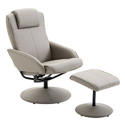Foto van Relaxstoel met voetenbankje - stoelen - relax fauteuil - stoel - draaifauteuil - draaistoel - grijs - l78 × b71 × h1...