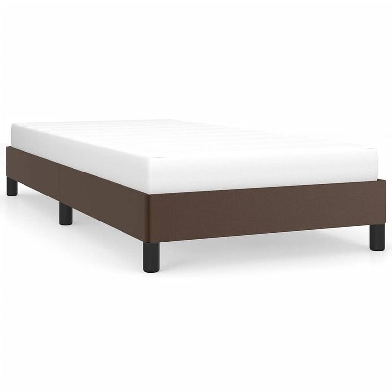 Foto van The living store bedframe kunstleer bruin 203x103x25 cm - stabiele poten - multiplex lattenbodem