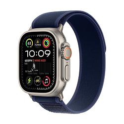 Foto van Apple watch ultra 2 gps + cellular 49mm titanium case met blue trail loop - m/l smartwatch beige