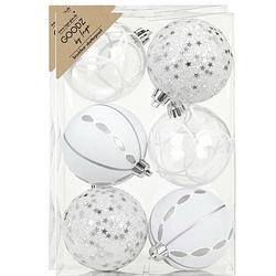 Foto van Inge christmas goodz kerstballen -12x st- 8 cm -kunststof - zilver/wit - kerstbal