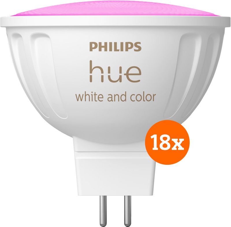 Foto van Philips hue spot white and color mr16 18-pack