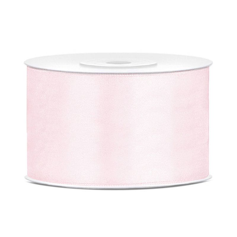 Foto van 1x hobby/decoratie licht poeder roze satijnen sierlinten 3,8 cm/38 mm x 25 meter - cadeaulinten