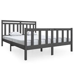 Foto van Vidaxl bedframe massief hout grijs 150x200 cm 5ft king size