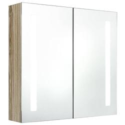 Foto van Infiori badkamerkast met spiegel en led 62x14x60 cm eikenkleurig