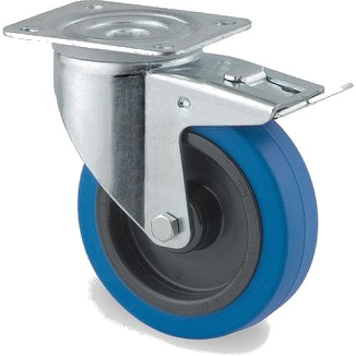 Foto van Tente 3477 ufr 125 p62 blauw zwenkwiel met rem 125 mm