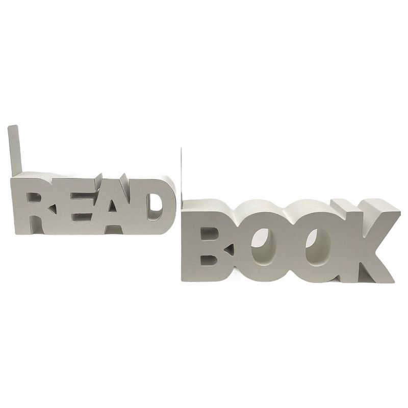 Foto van Boekenstandaard/boekenhouder met tekst read book wit