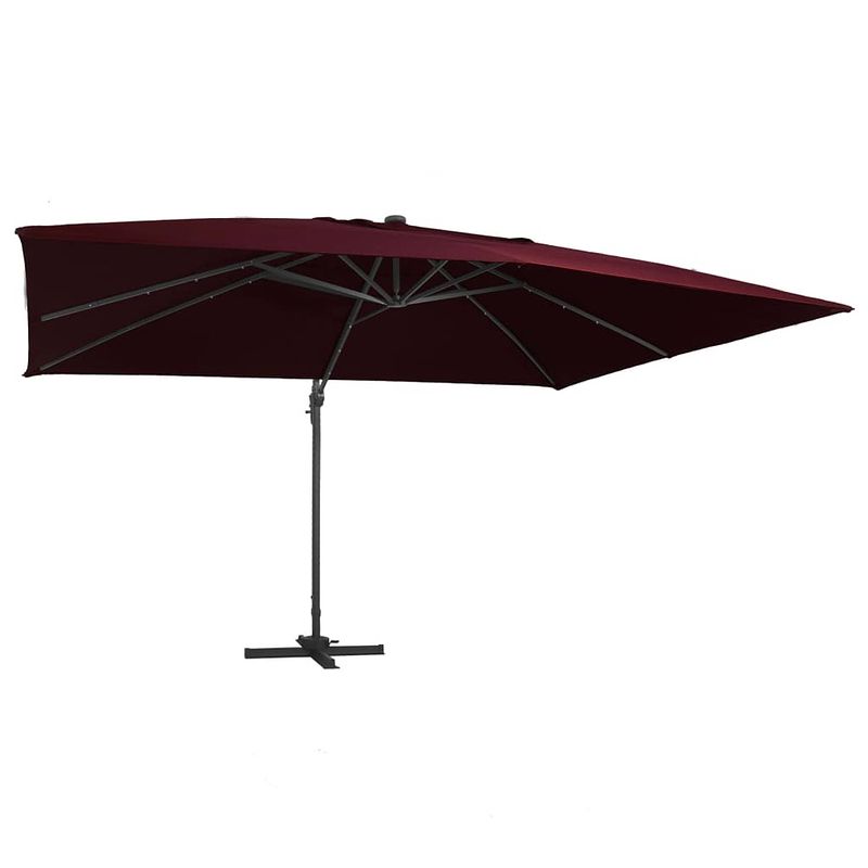 Foto van Vidaxl zweefparasol met led-verlichting 400x300 cm bordeauxrood