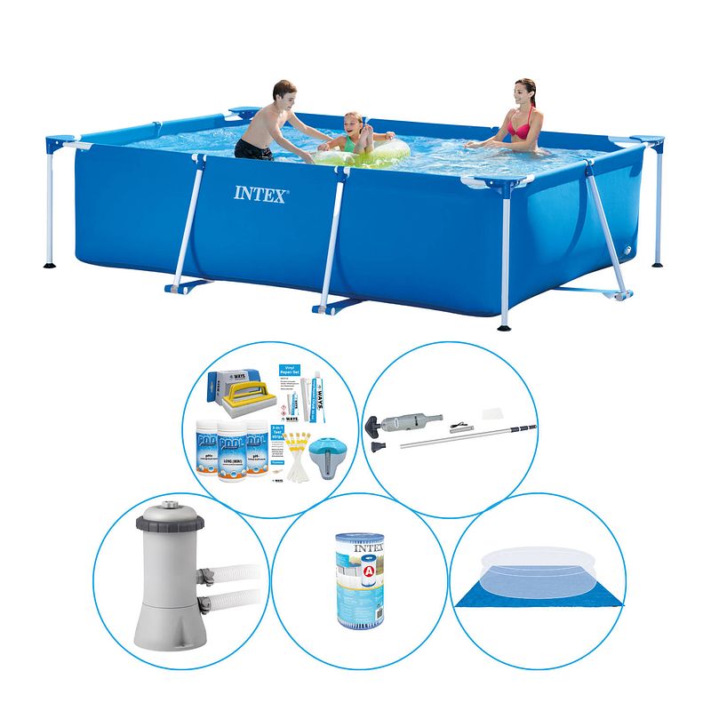 Foto van Intex frame pool rechthoekig 300x200x75 cm - 6-delig - zwembad inclusief accessoires